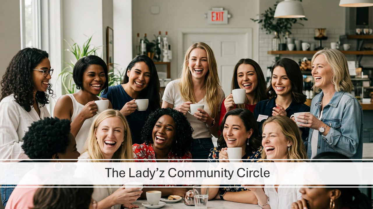The Lady'z Community Circle Los Angeles members having fun and drinking coffee