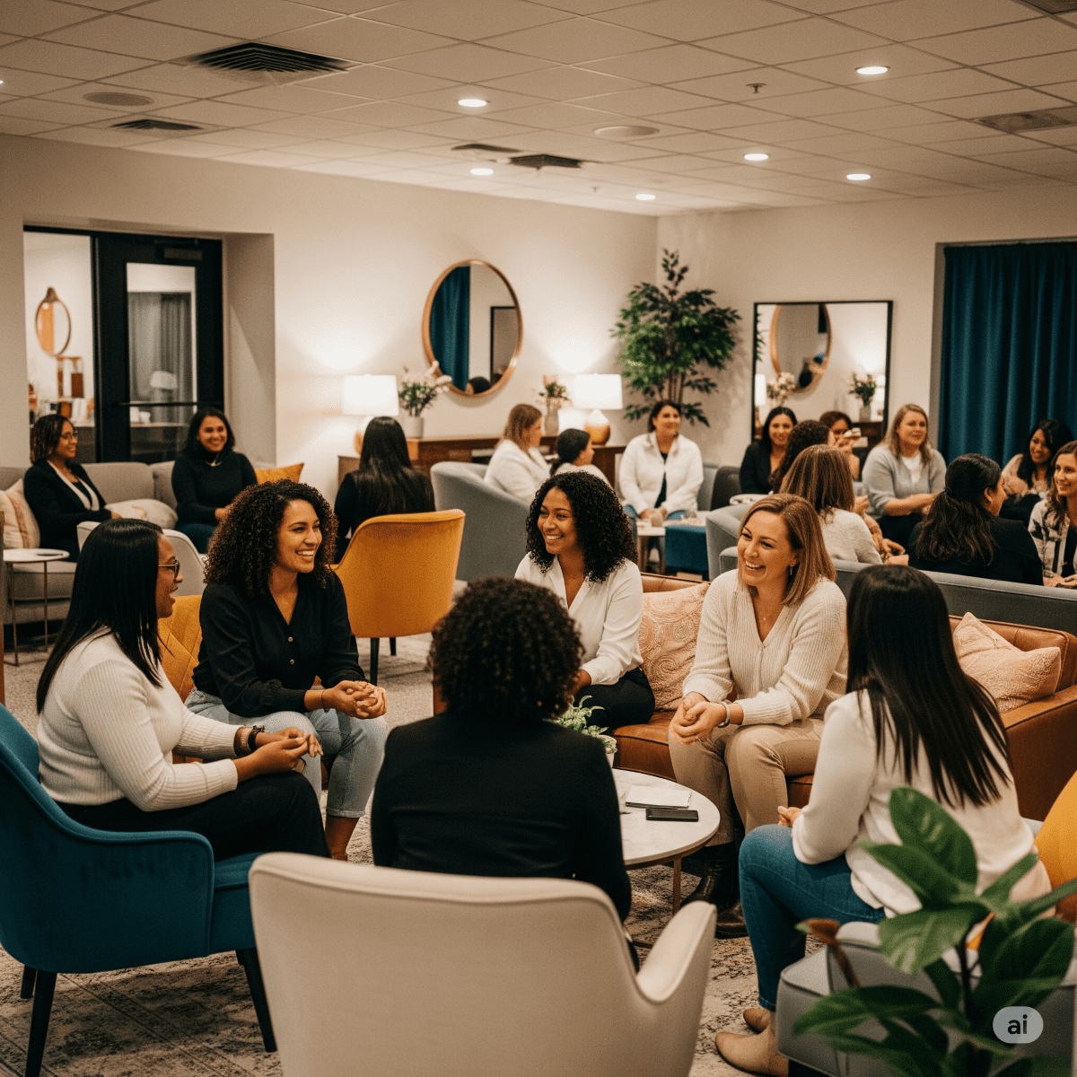 Diverse group of women connected with The Lady'z Lounge.